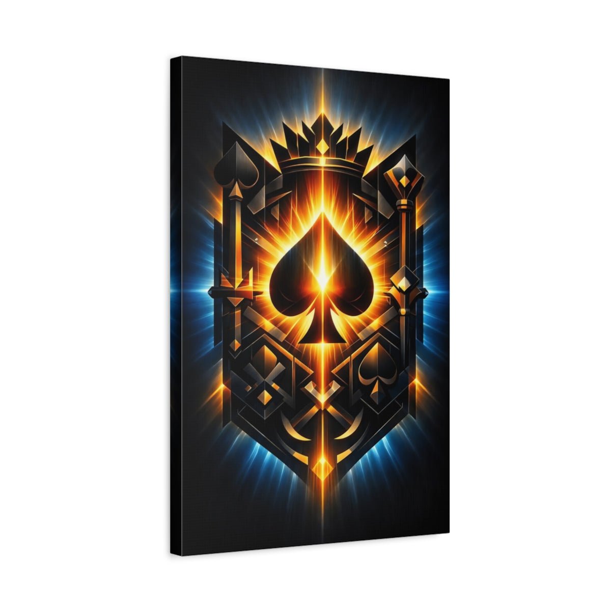Abstract Spade Crown Black And Gold - Canvas Wall Art Print - YesArtYes