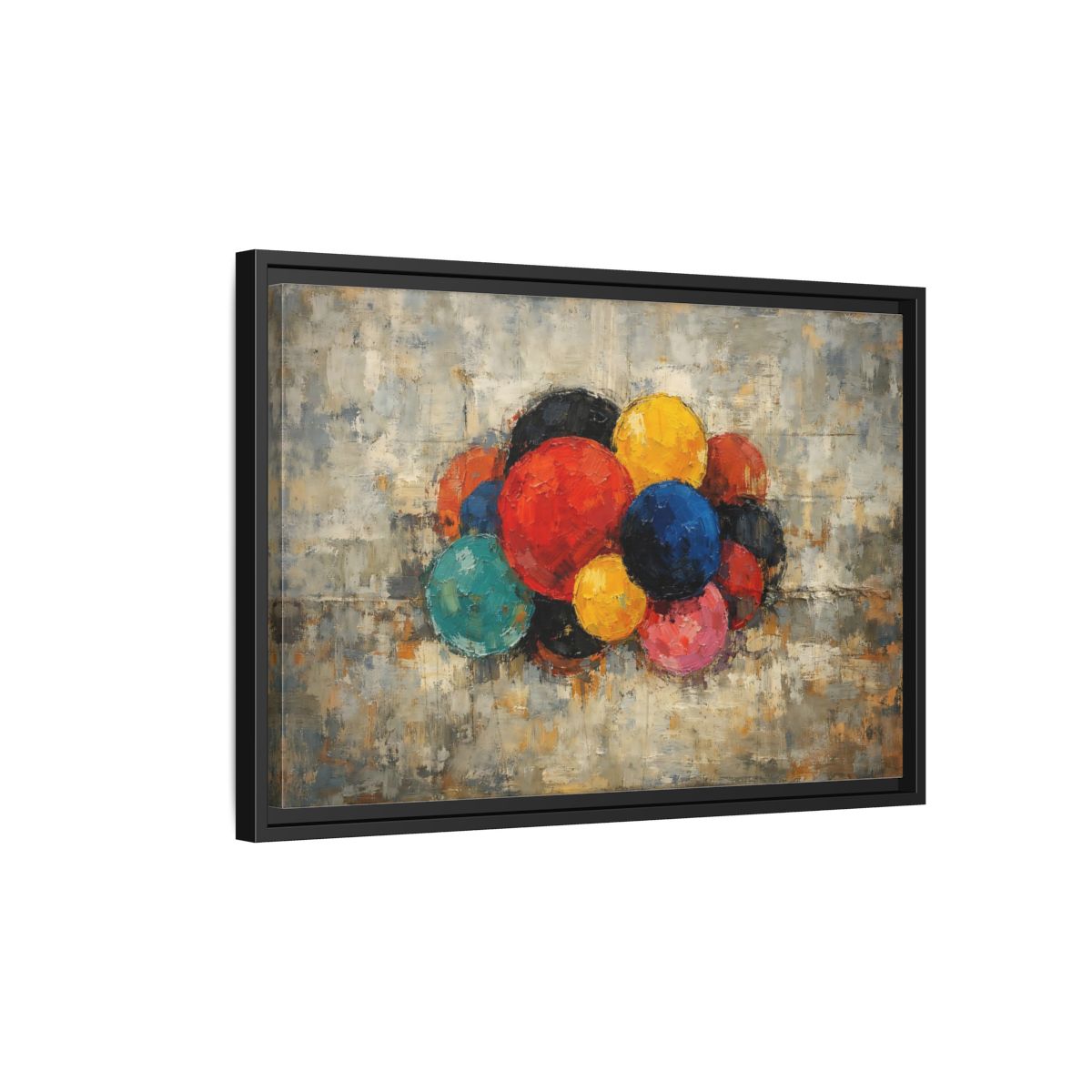 Side Mockup 3. Abstract Spheres Colorful Spheres shown as stretched canvas wall art