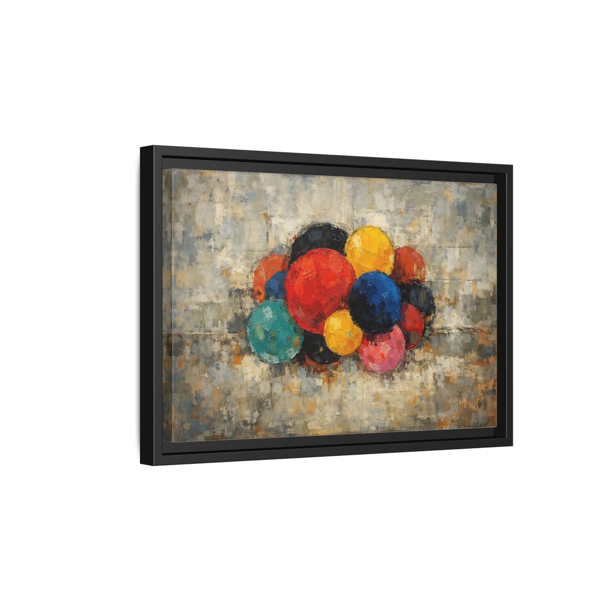 Side Mockup 6. Abstract Spheres Colorful Spheres shown as stretched canvas wall art