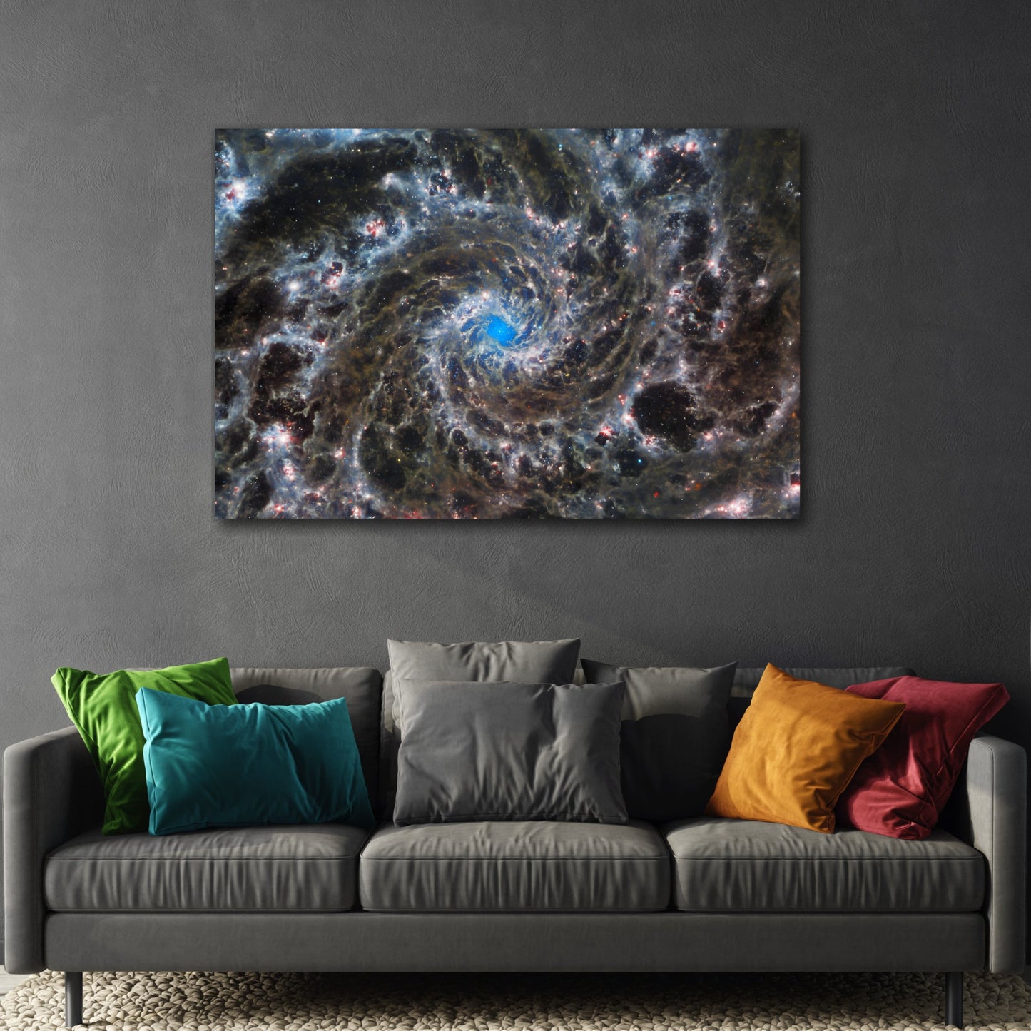 Abstract Spiral Galaxy Canvas Wall Art Print - Nasa Starry Cosmic Space