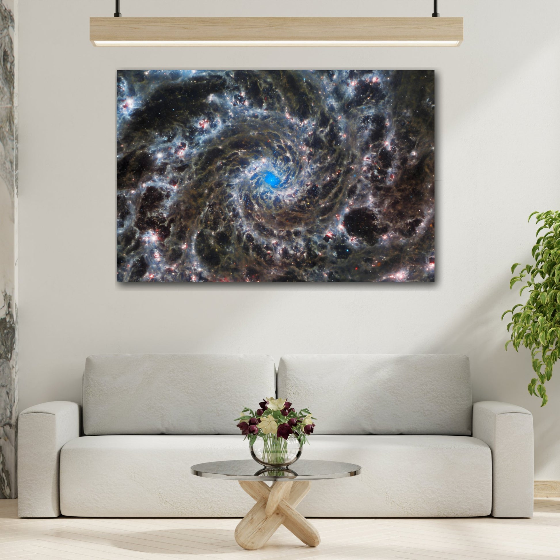 Abstract Spiral Galaxy Canvas Wall Art Print - Nasa Starry Cosmic Space