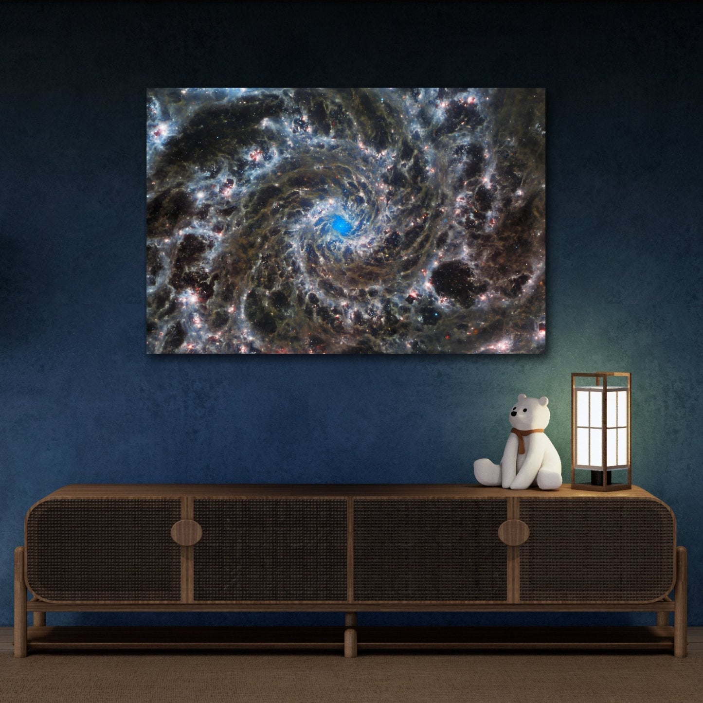 Abstract Spiral Galaxy Canvas Wall Art Print - Nasa Starry Cosmic Space