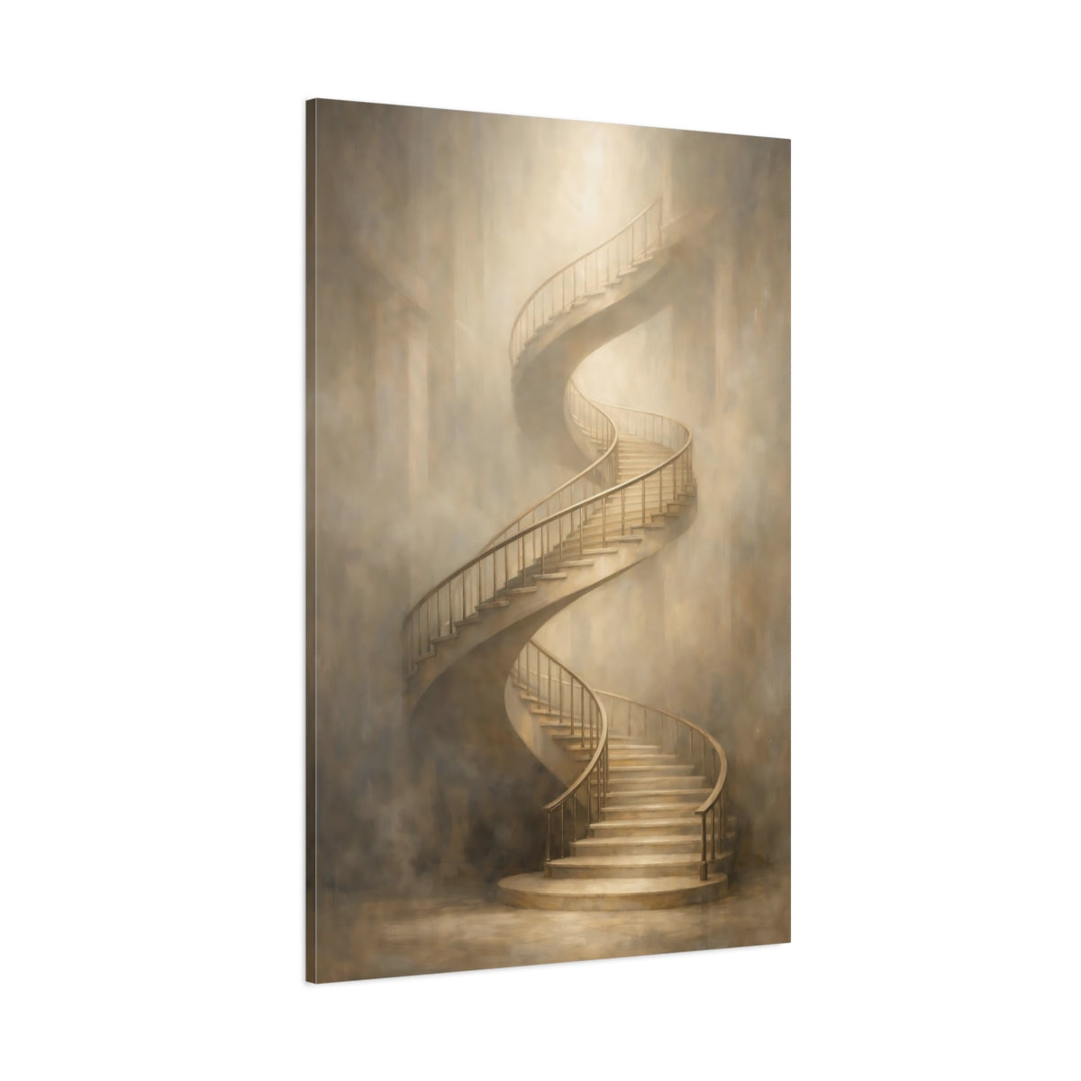 Main Mockup. Abstract Spiral Staircase Beige Spiral Staircase shown as stretched canvas wall art