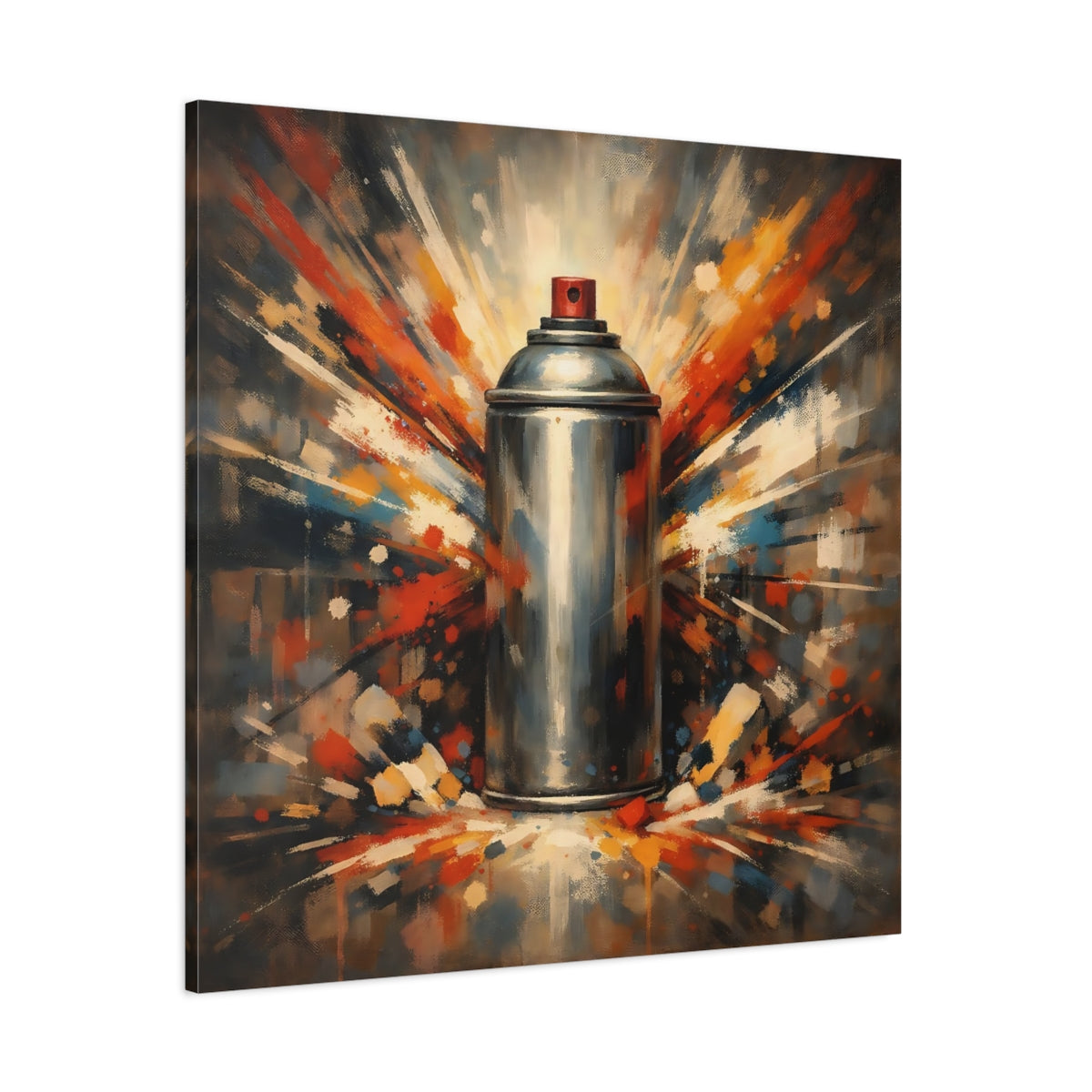Main Mockup. Abstract Spray Can Colorful Spray Can shown as stretched canvas wall art