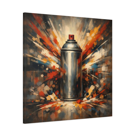 Main Mockup. Abstract Spray Can Colorful Spray Can shown as stretched canvas wall art