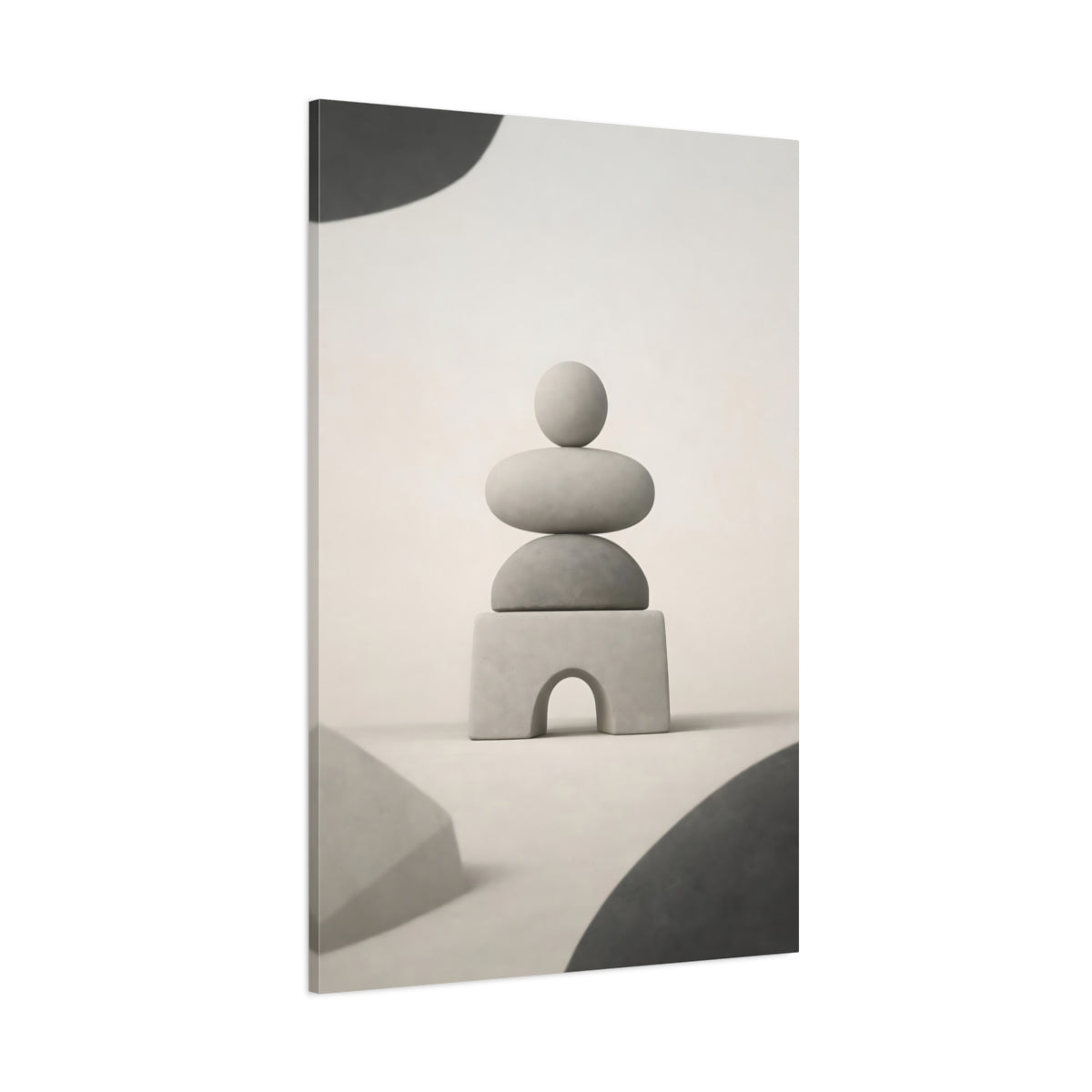 Abstract Stacked Stones Neutral Stacked Stones shown as stretched canvas wall art