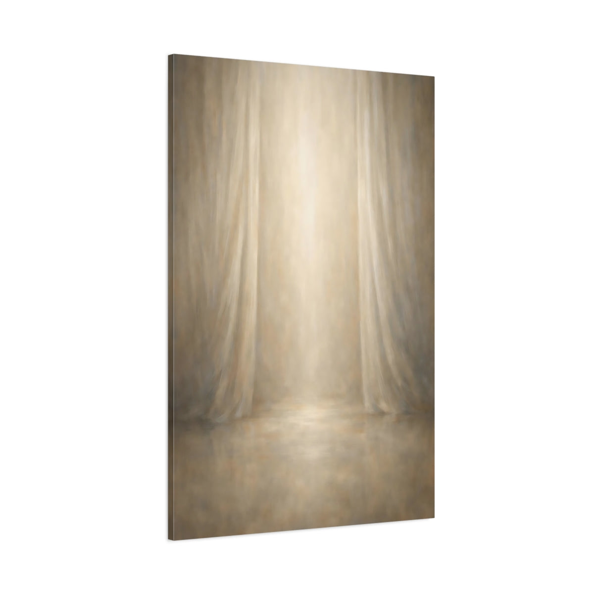 Main Mockup. Abstract Stage Backdrop Beige Brown shown as stretched canvas wall art
