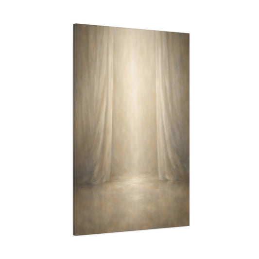 Main Mockup. Abstract Stage Backdrop Beige Brown shown as stretched canvas wall art