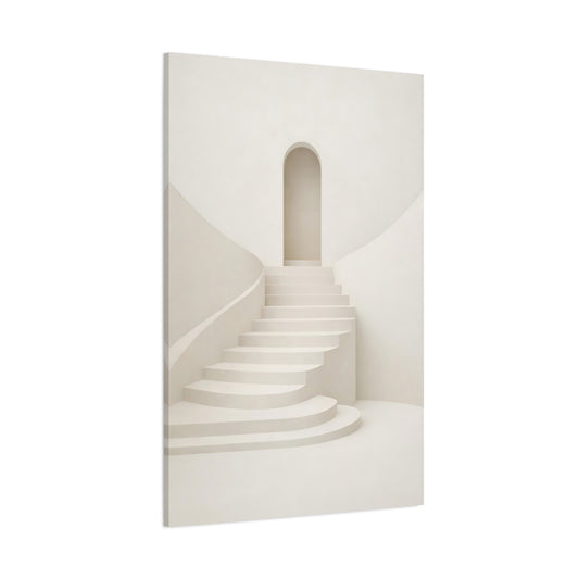 Main Mockup. Abstract Staircase Beige Staircase shown as stretched canvas wall art