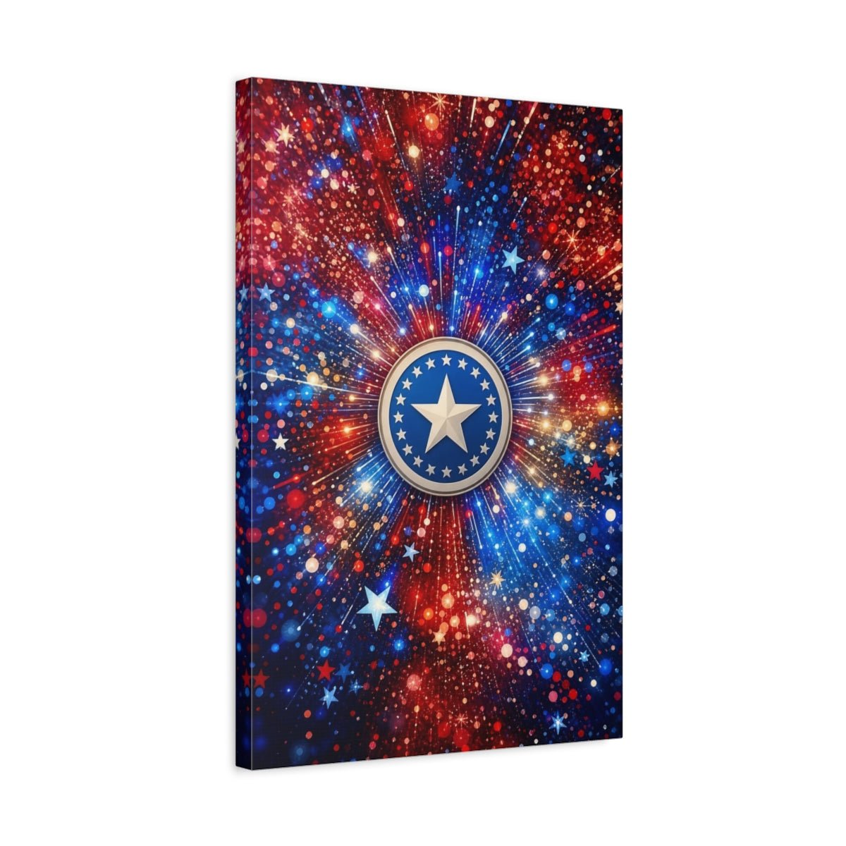 Abstract Star Emblem Red White Blue Canvas Print – Decor for Living Room, Large Wall - YesArtYes
