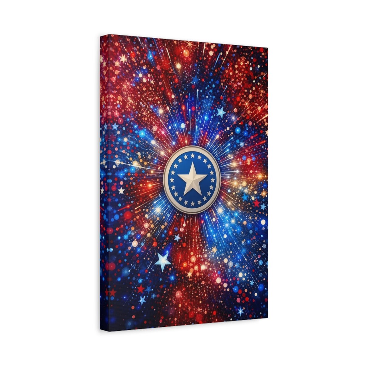 Abstract Star Emblem Red White Blue Canvas Print – Decor for Living Room, Large Wall - YesArtYes
