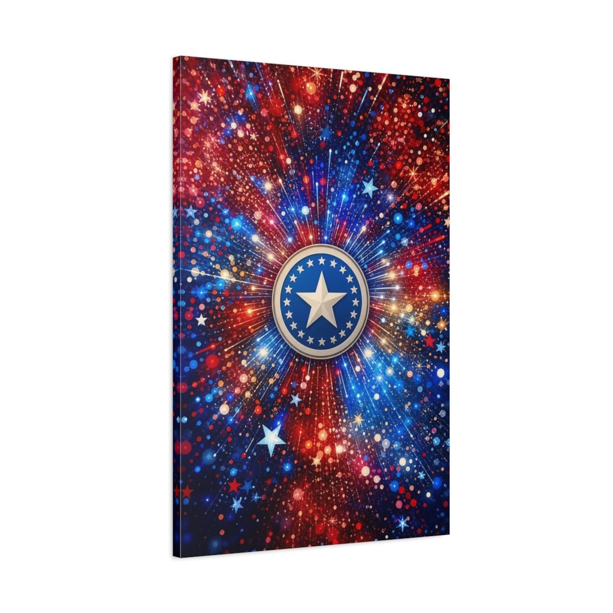 Abstract Star Emblem Red White Blue Canvas Print – Decor for Living Room, Large Wall - YesArtYes