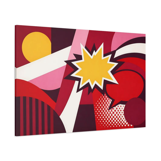Main Mockup. Abstract Starburst Red Yellow Abstract shown as stretched canvas wall art