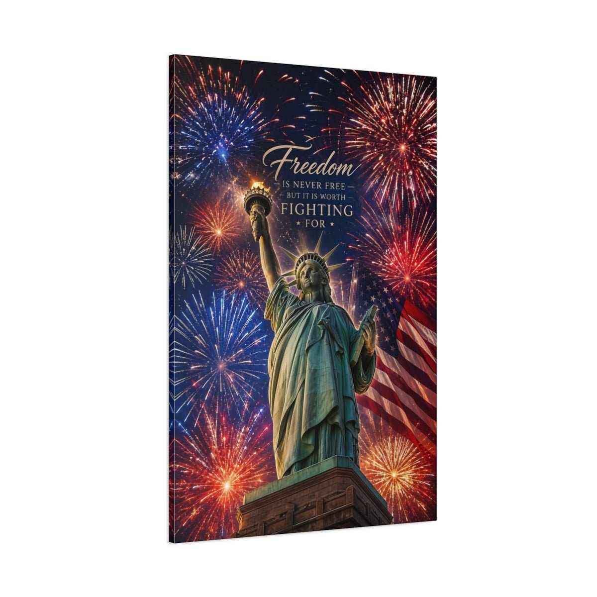 Abstract Statue Of Liberty Red White Canvas Print – Inspirational Decor for Living Room, Above Console Table - YesArtYes
