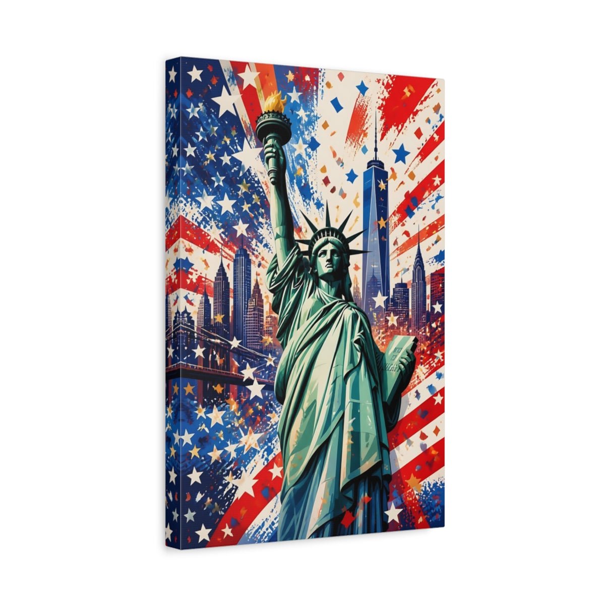 Abstract Statue Of Liberty Red White Canvas Print – Living Room, Above Console Table - YesArtYes