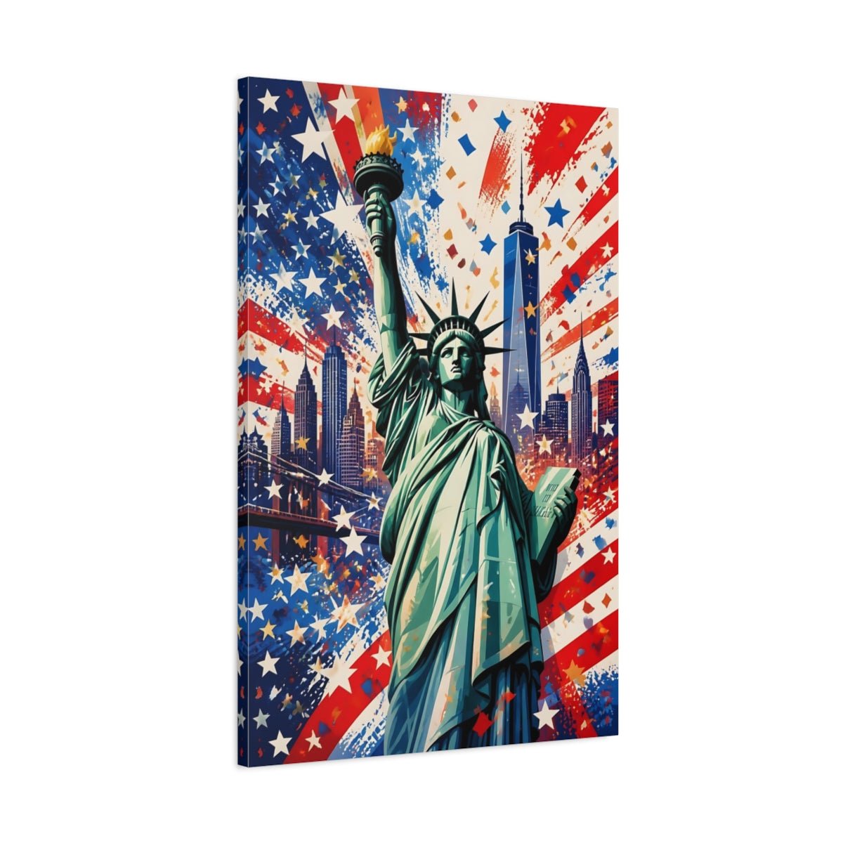 Abstract Statue Of Liberty Red White Canvas Print – Living Room, Above Console Table - YesArtYes