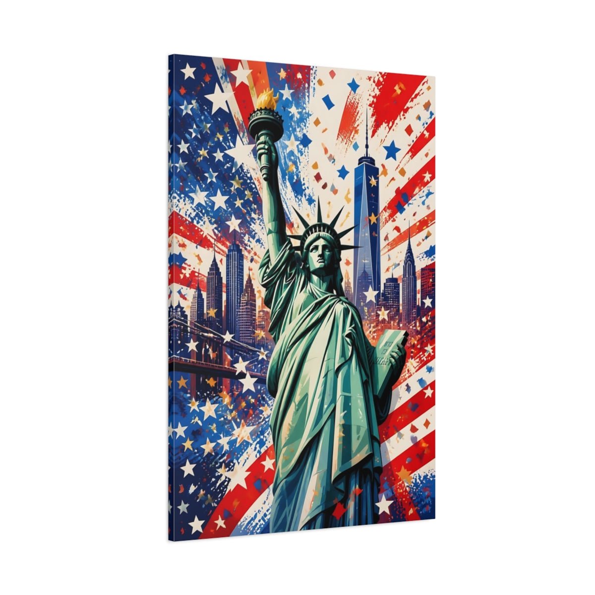 Abstract Statue Of Liberty Red White Canvas Print – Living Room, Above Console Table - YesArtYes