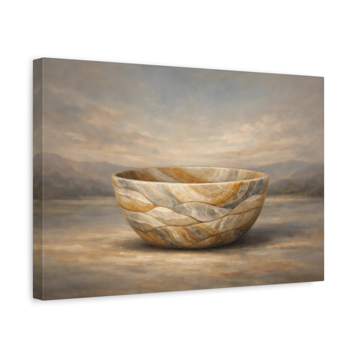 Side Mockup 4. Abstract Stone Bowl Muted Stone Bowl shown as stretched canvas wall art