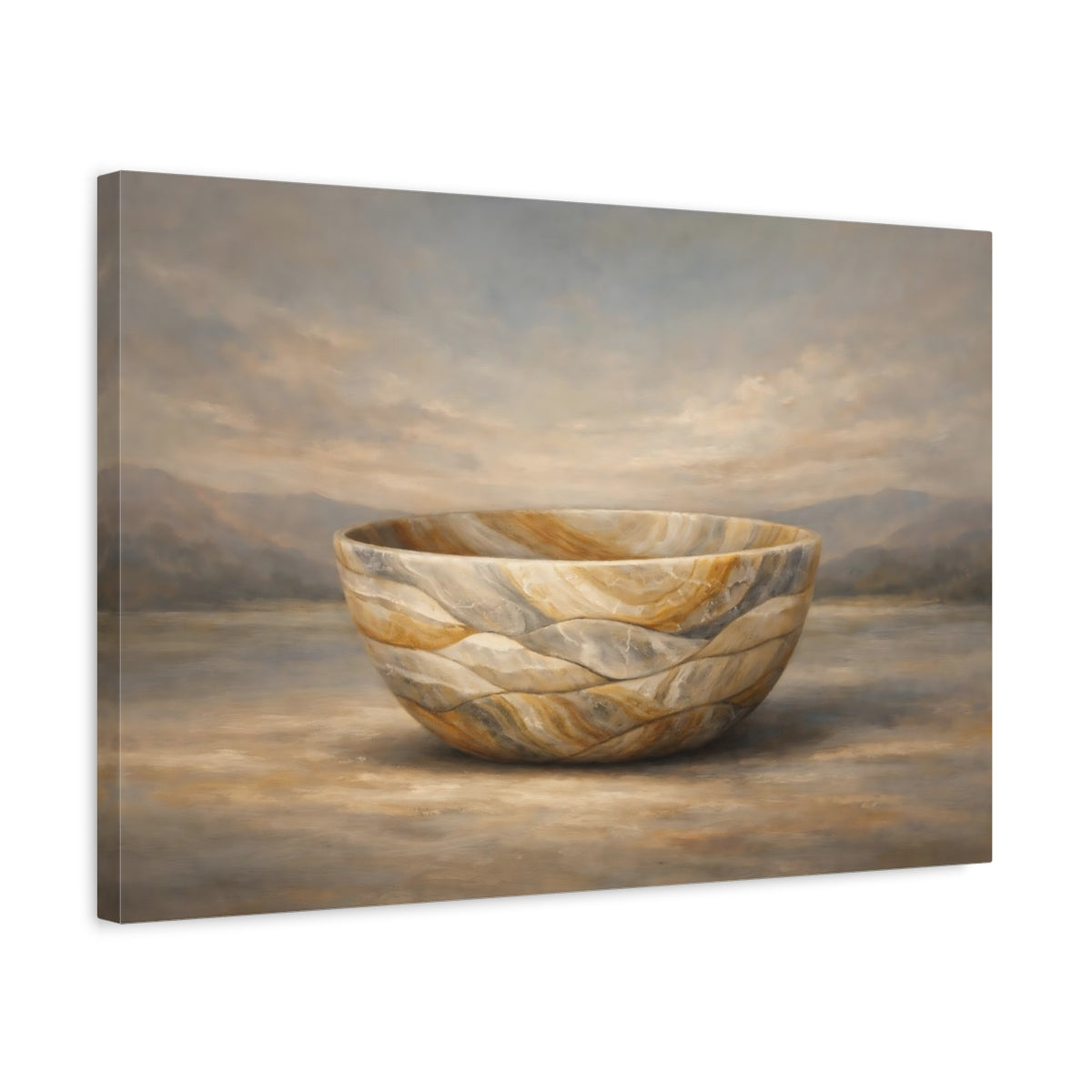Side Mockup 3. Abstract Stone Bowl Muted Stone Bowl shown as stretched canvas wall art