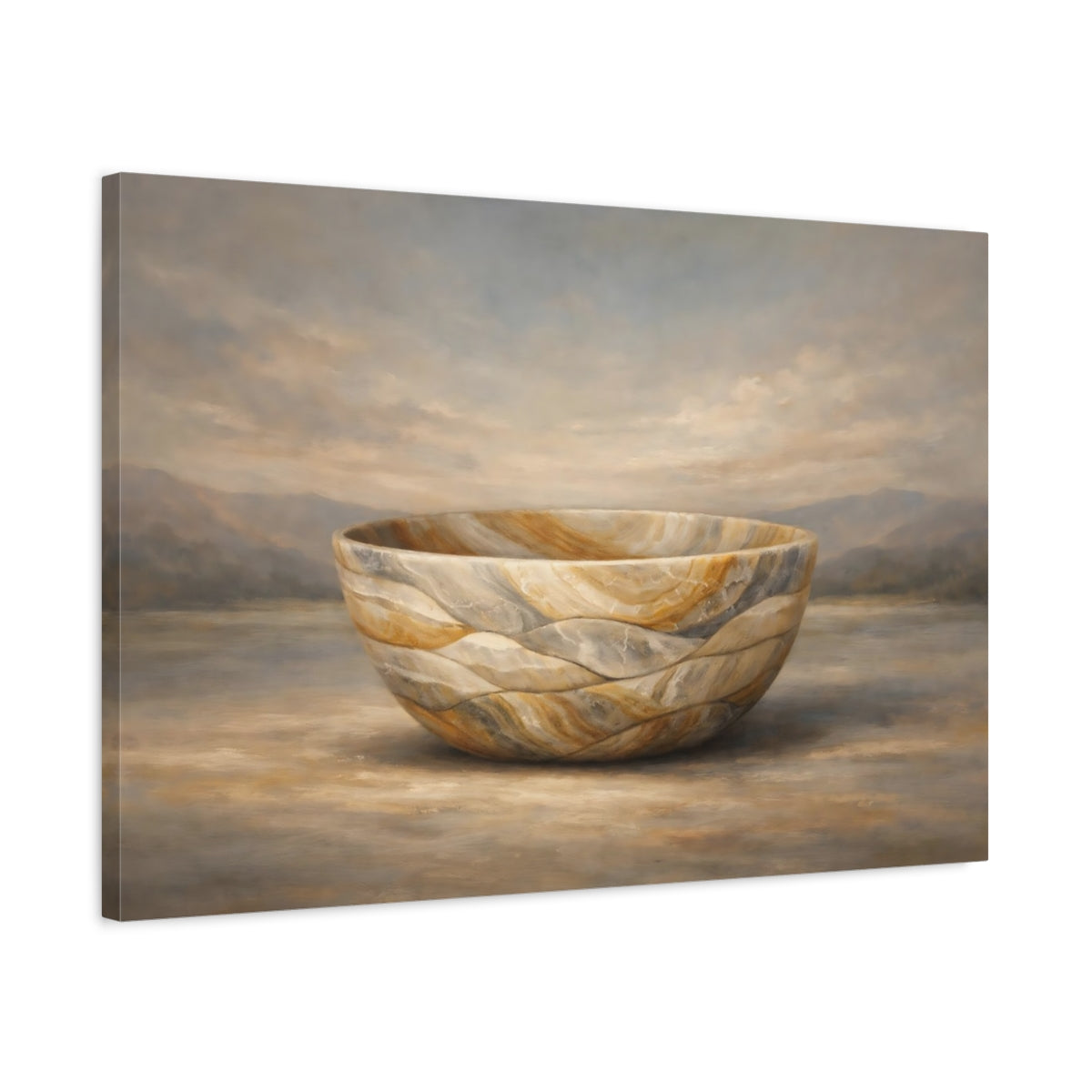 Side Mockup 2. Abstract Stone Bowl Muted Stone Bowl shown as stretched canvas wall art