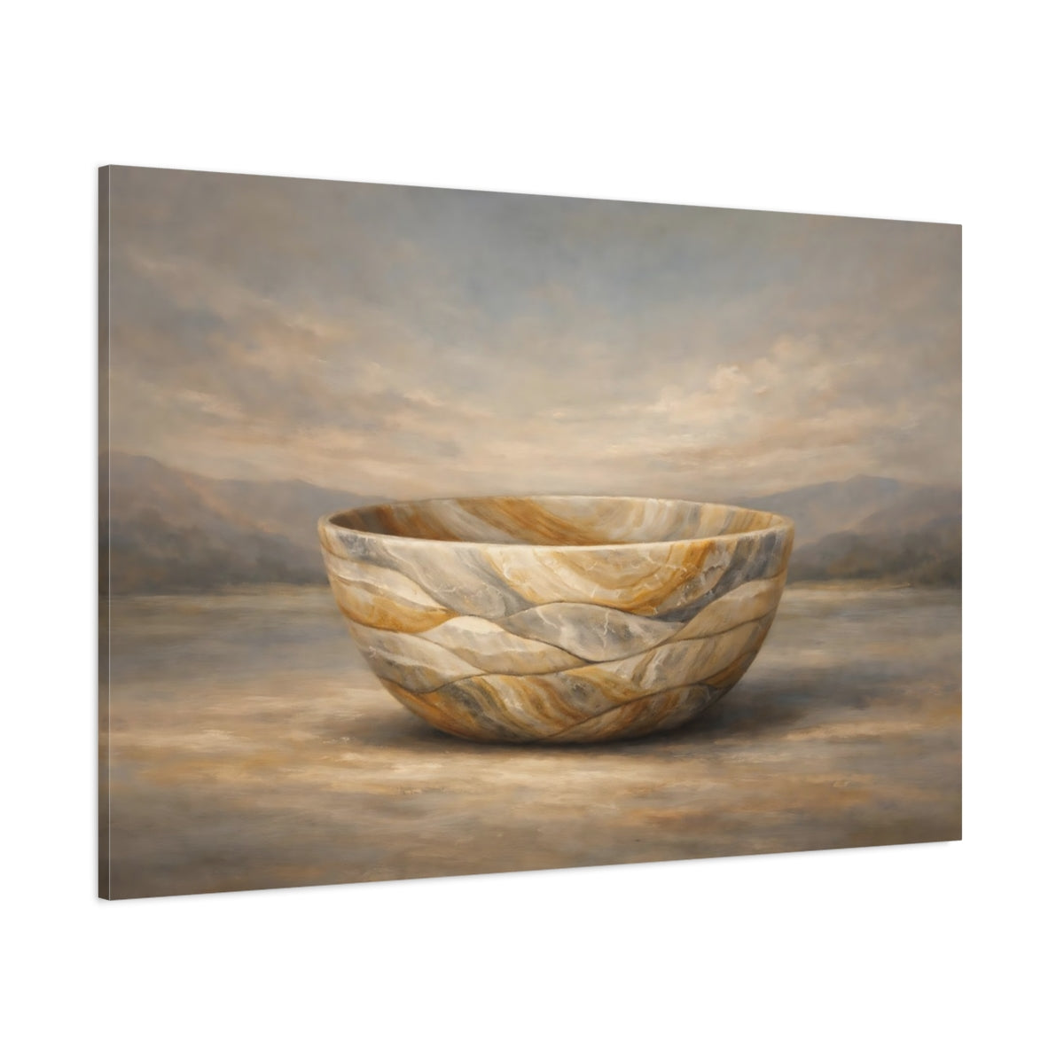 Main Mockup. Abstract Stone Bowl Muted Stone Bowl shown as stretched canvas wall art