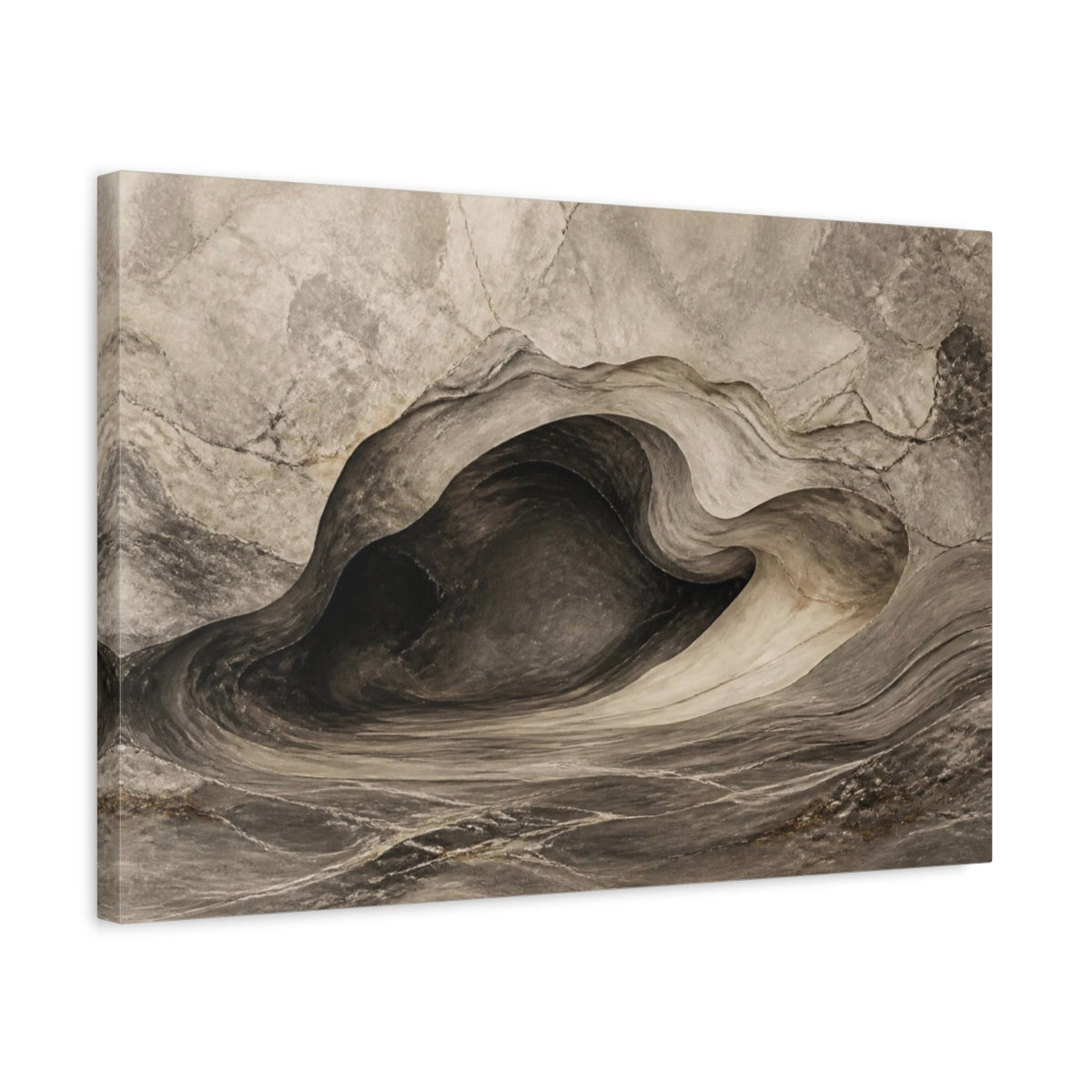 Side Mockup 3. Abstract Stone Cave shown as canvas print