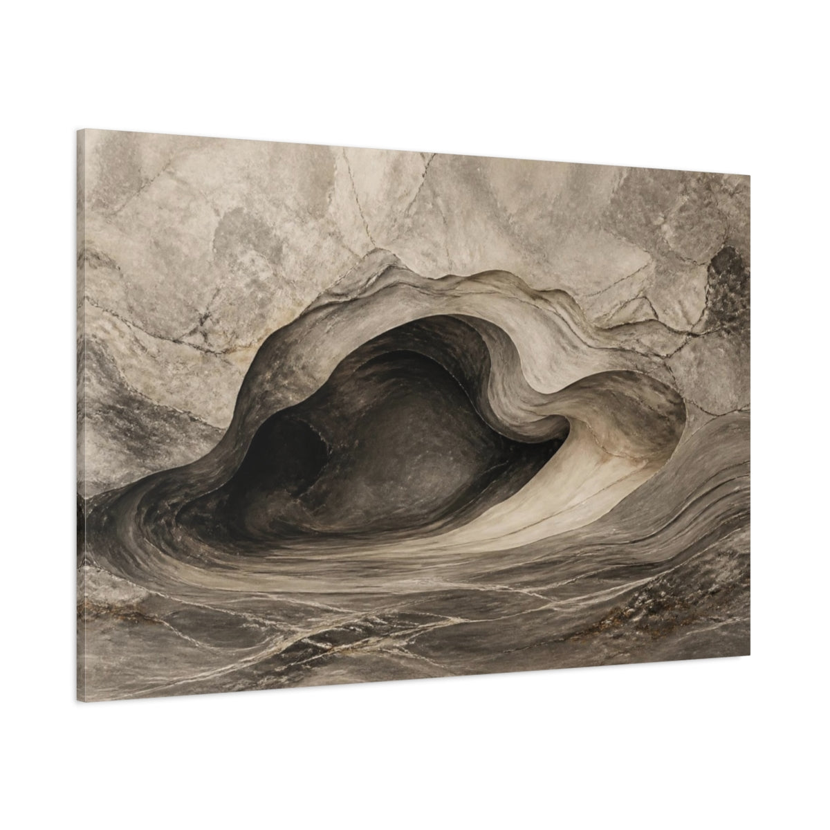 Side Mockup 1. Abstract Stone Cave shown as canvas print