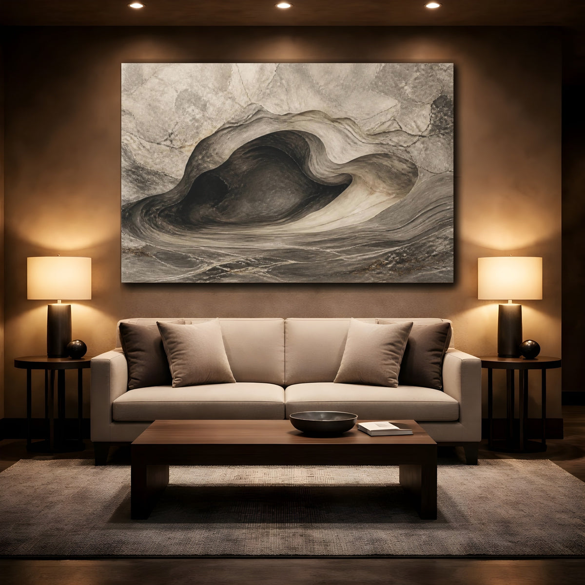 Mockup 2. Abstract Stone Cave shown as canvas print