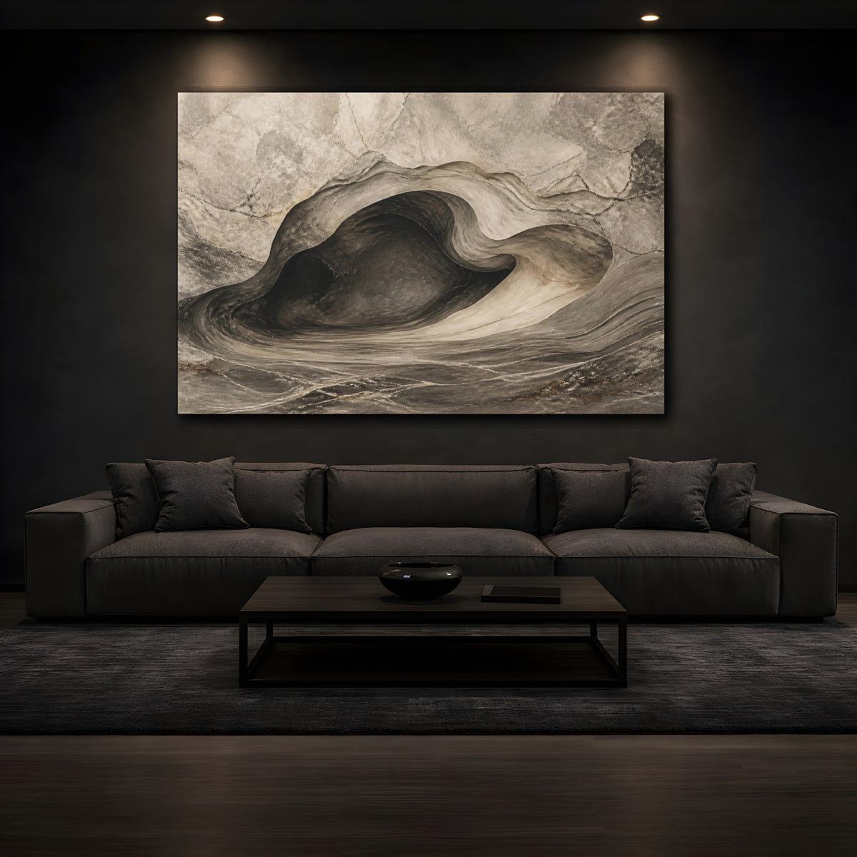 Mockup 3. Abstract Stone Cave shown as canvas print