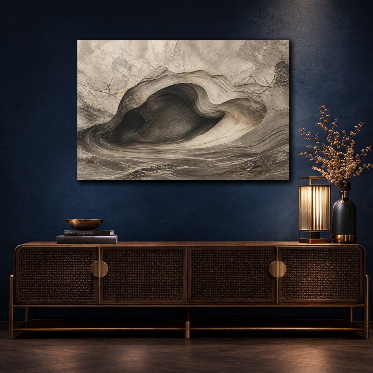 Mockup 4. Abstract Stone Cave shown as canvas print