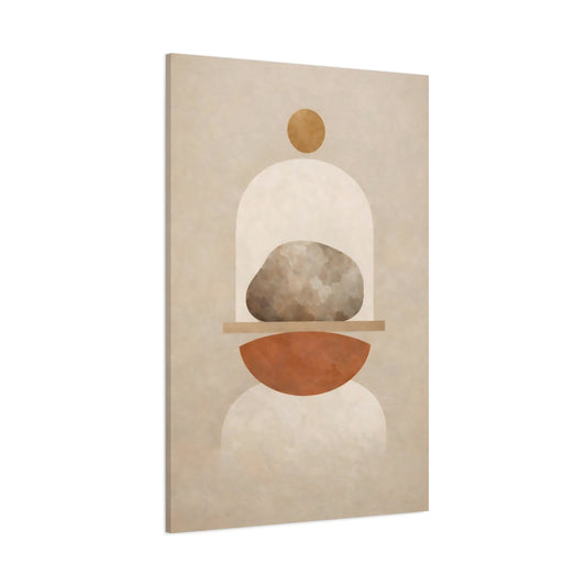 Abstract Stone Neutral Geometric shown as stretched canvas wall art