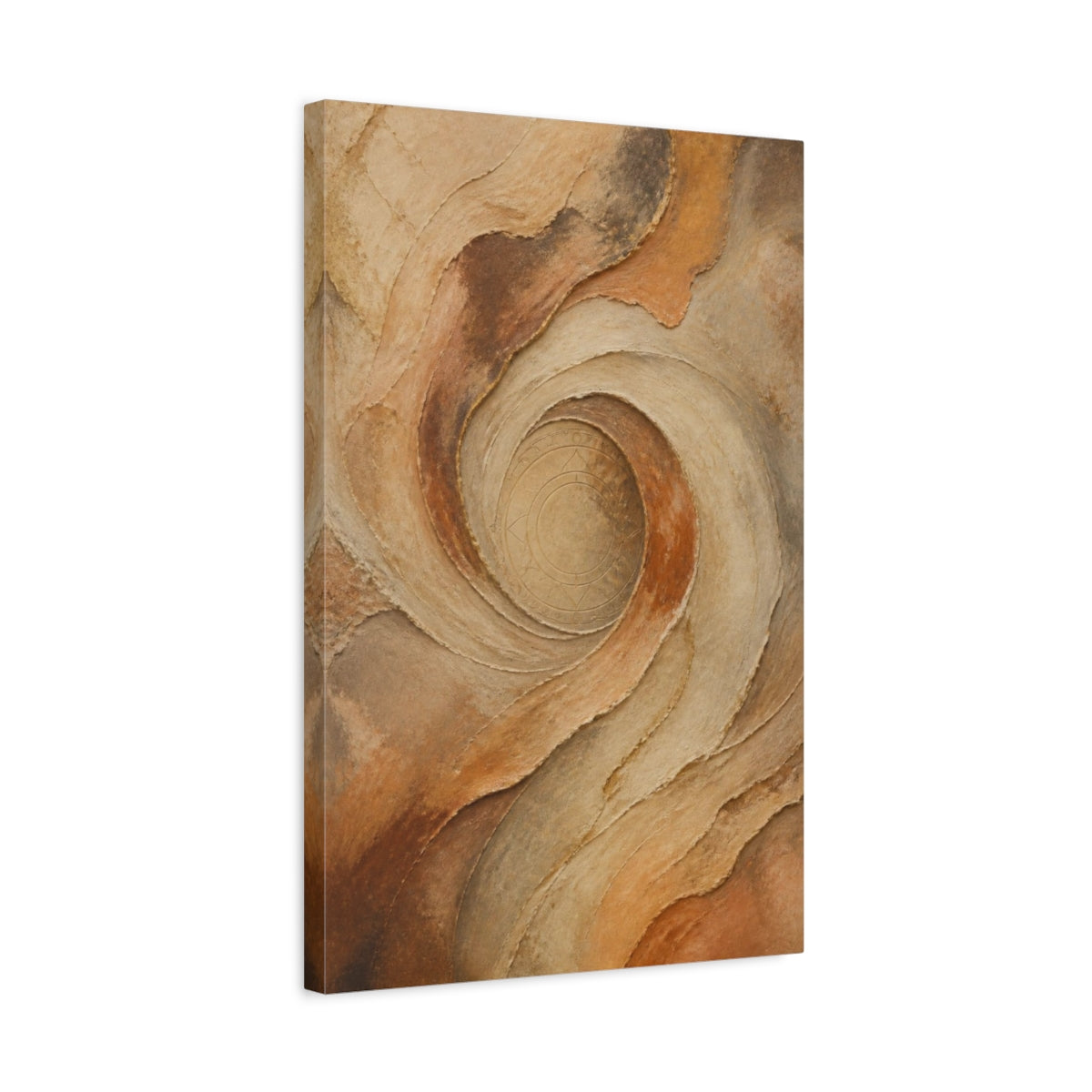 Side Mockup 3. Abstract Stone Swirl shown as canvas print