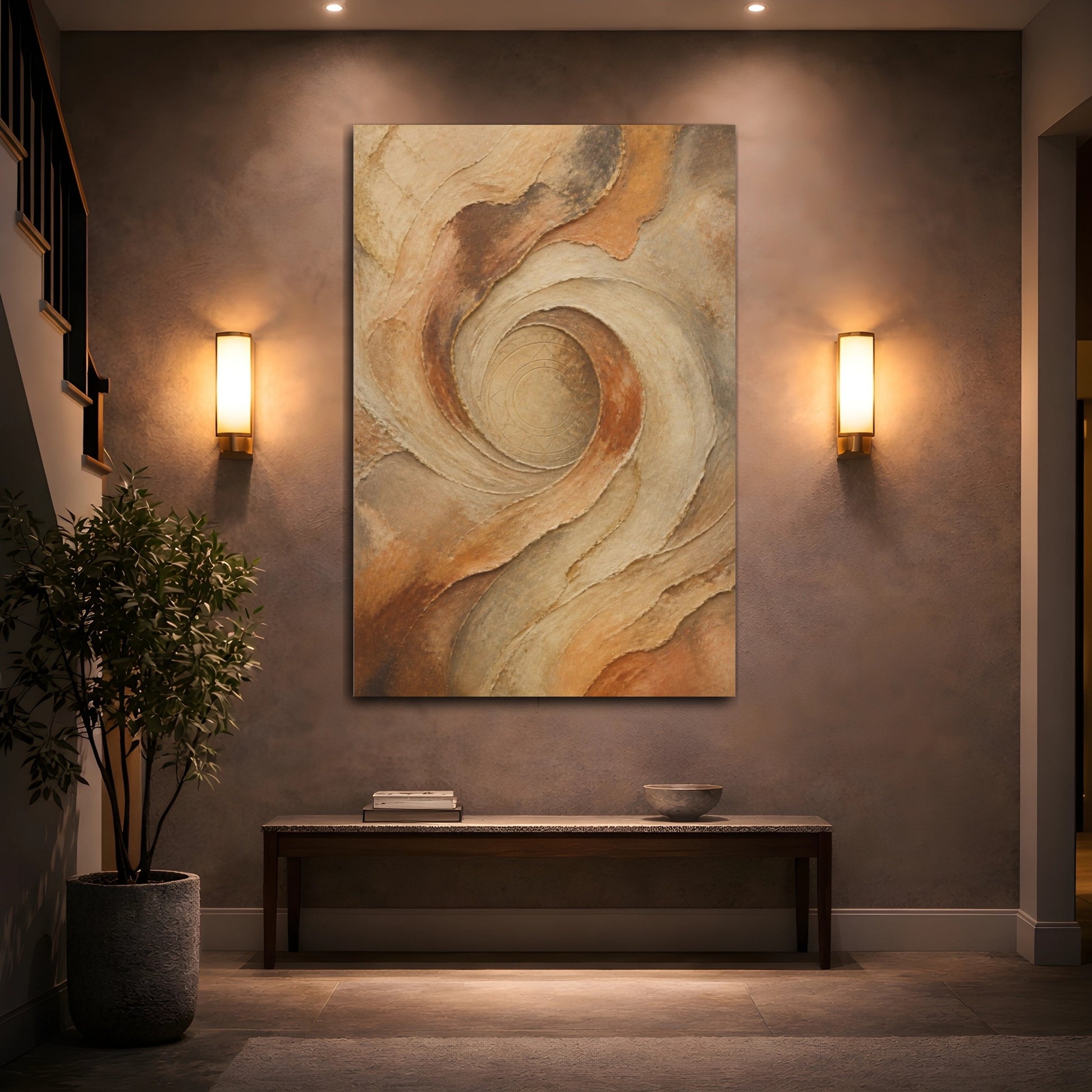 Mockup 2. Abstract Stone Swirl shown as canvas print