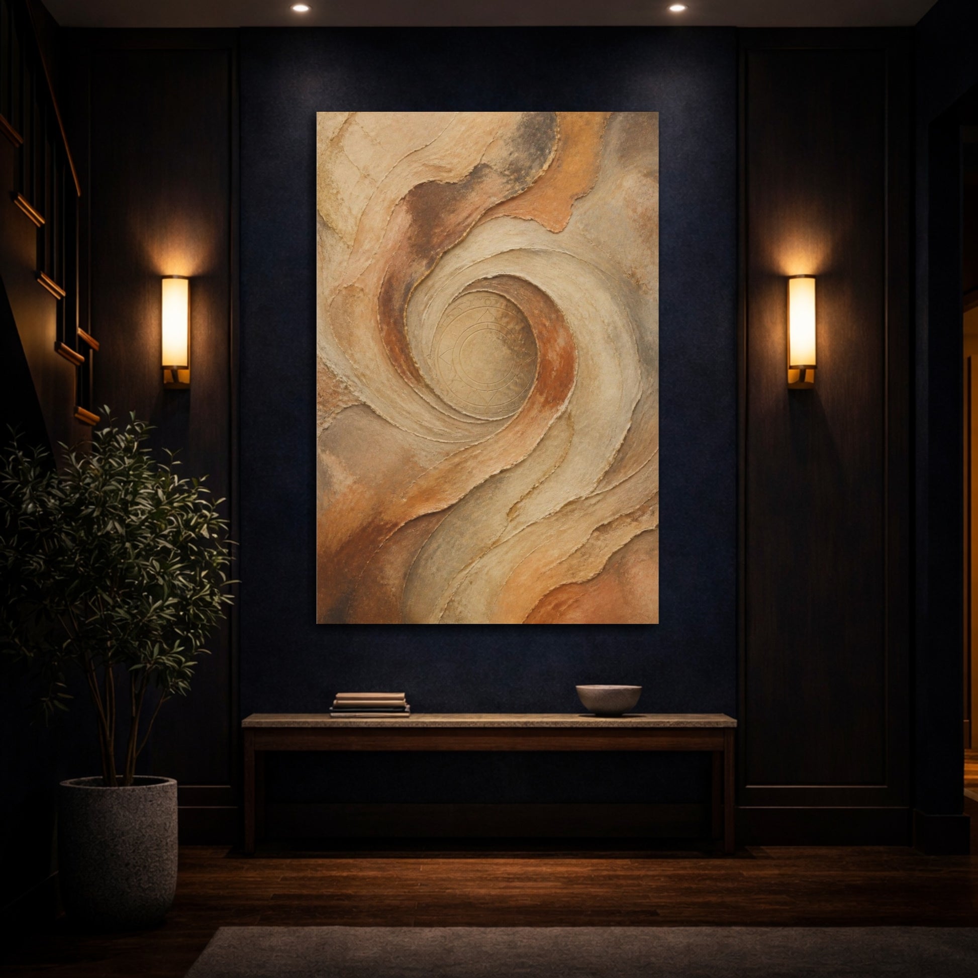 Mockup 4. Abstract Stone Swirl shown as canvas print