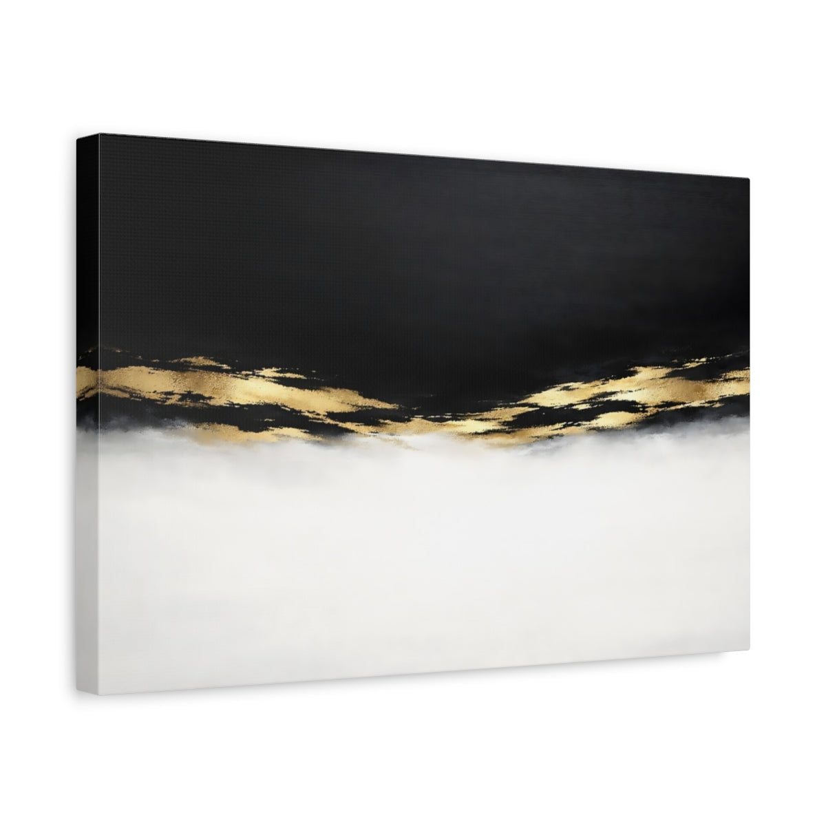 Side Mockup 4. Abstract Abstract Strokes Black And Gold shown as stretched canvas wall art