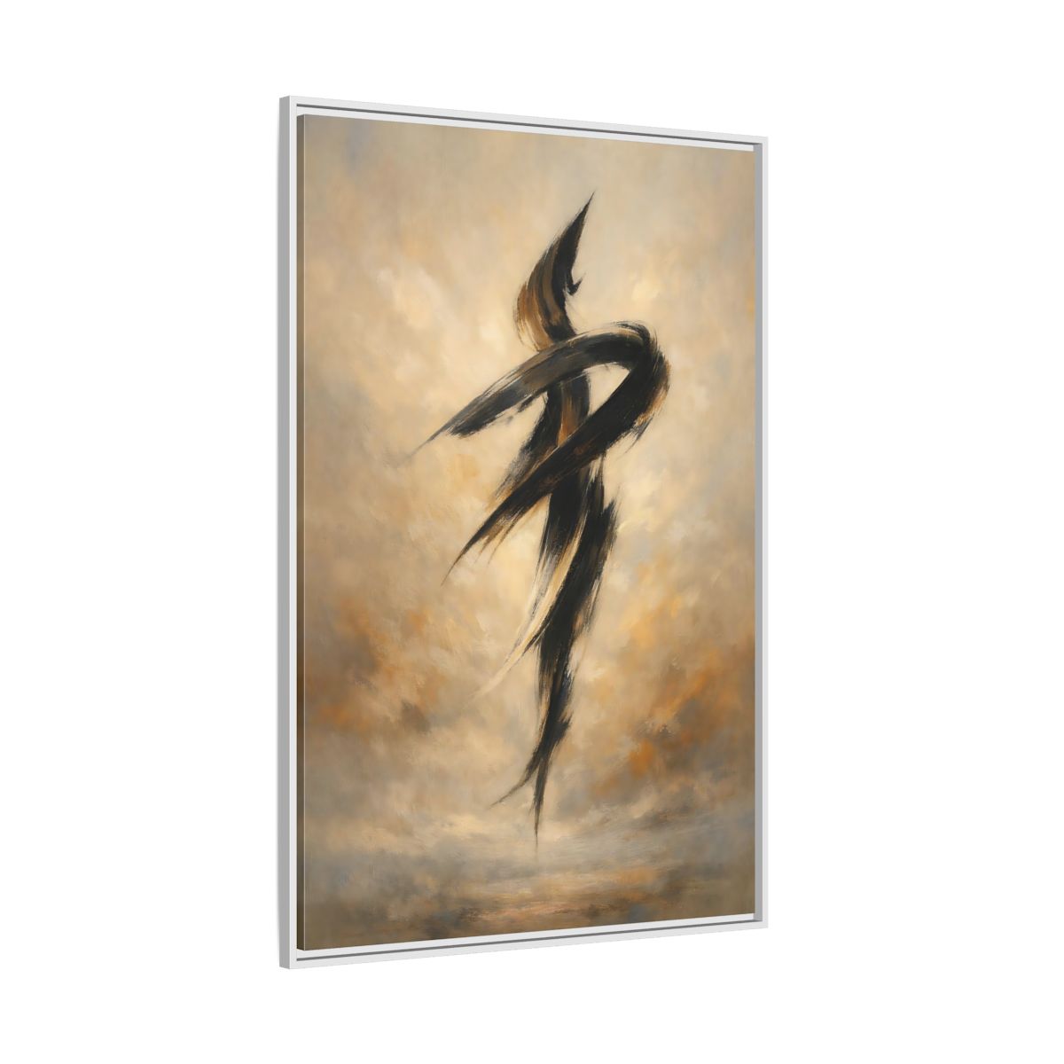 Side Mockup 7. Abstract Abstract Strokes Brown And Beige shown as stretched canvas wall art
