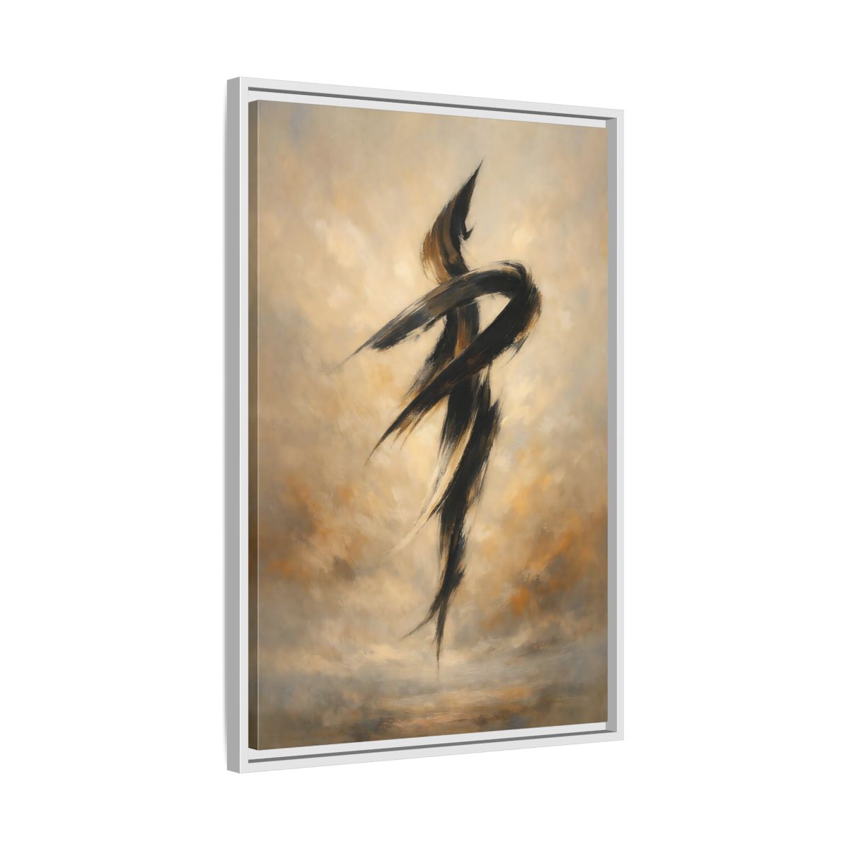 Side Mockup 11. Abstract Abstract Strokes Brown And Beige shown as stretched canvas wall art