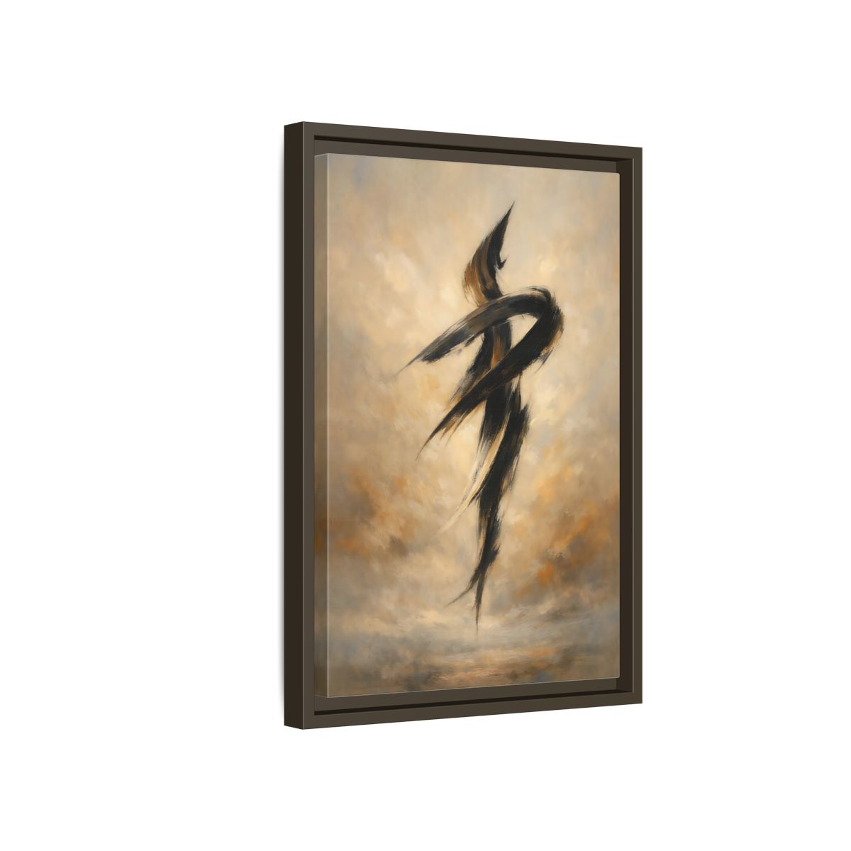 Side Mockup 5. Abstract Abstract Strokes Brown And Beige shown as stretched canvas wall art