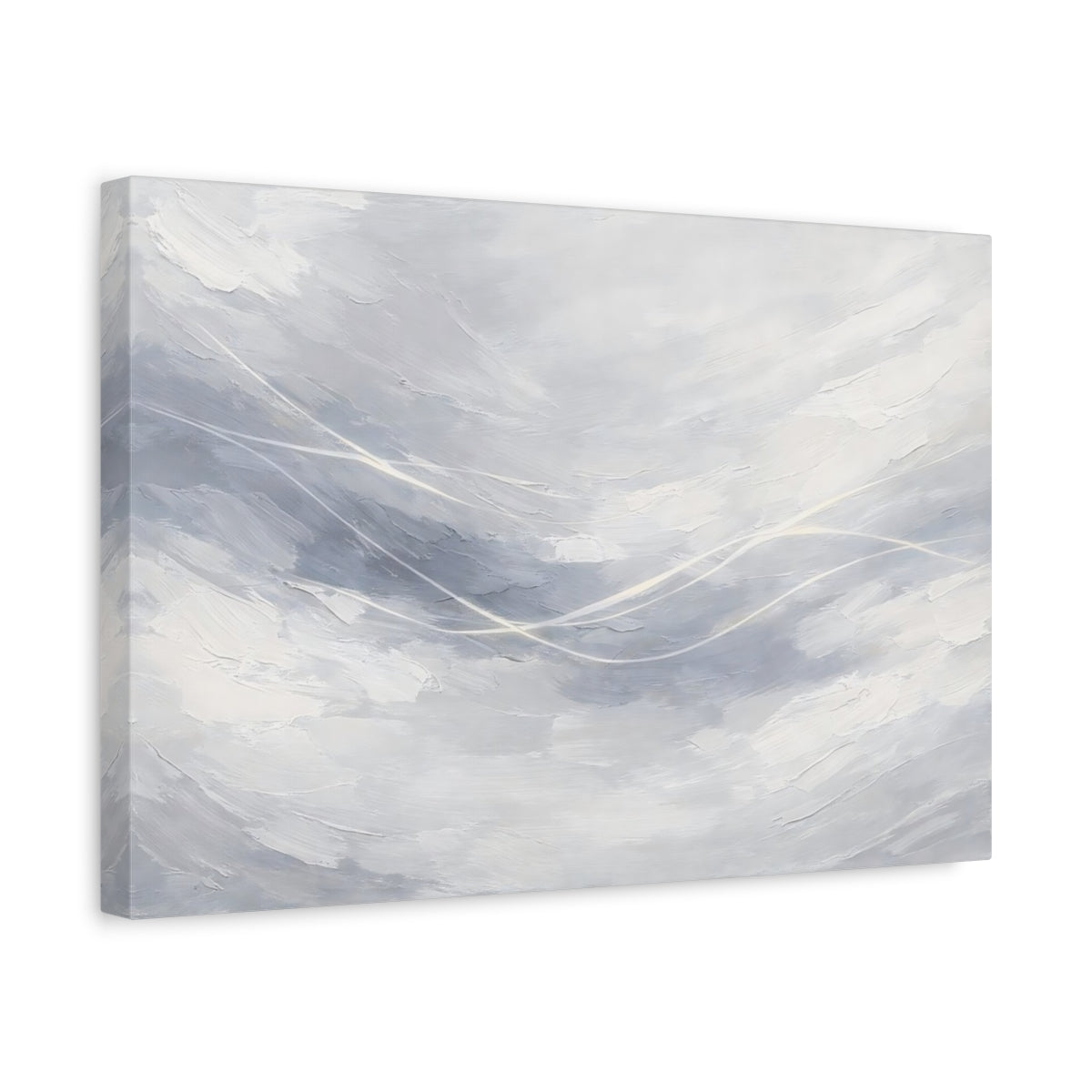 Side Mockup 4. Abstract Abstract Strokes Gray And White shown as stretched canvas wall art