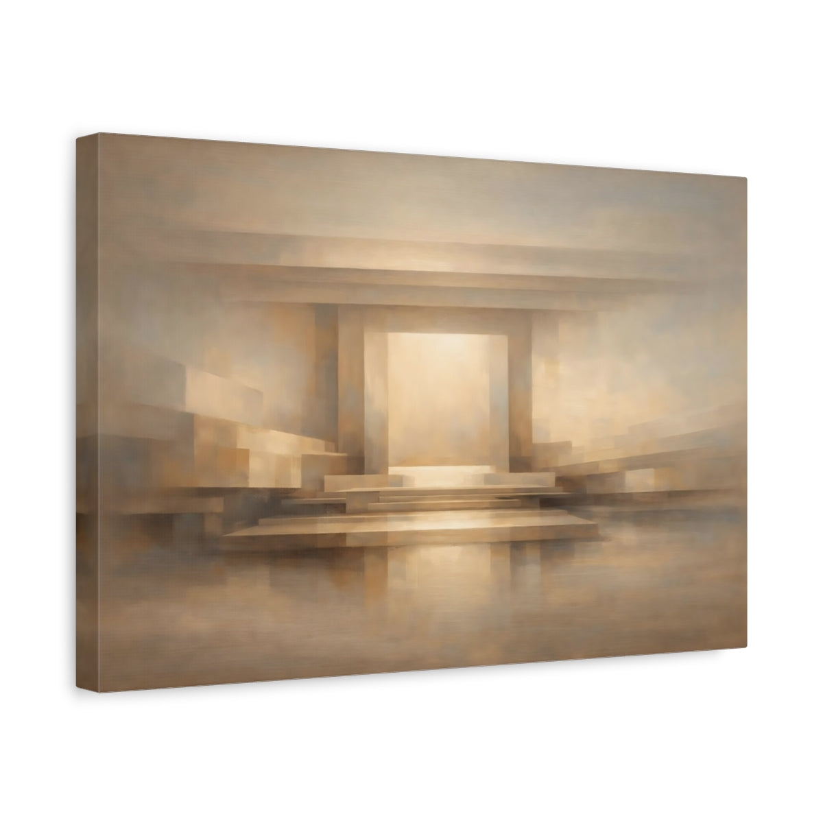 Side Mockup 4. Abstract Abstract Structure Brown And Beige shown as stretched canvas wall art