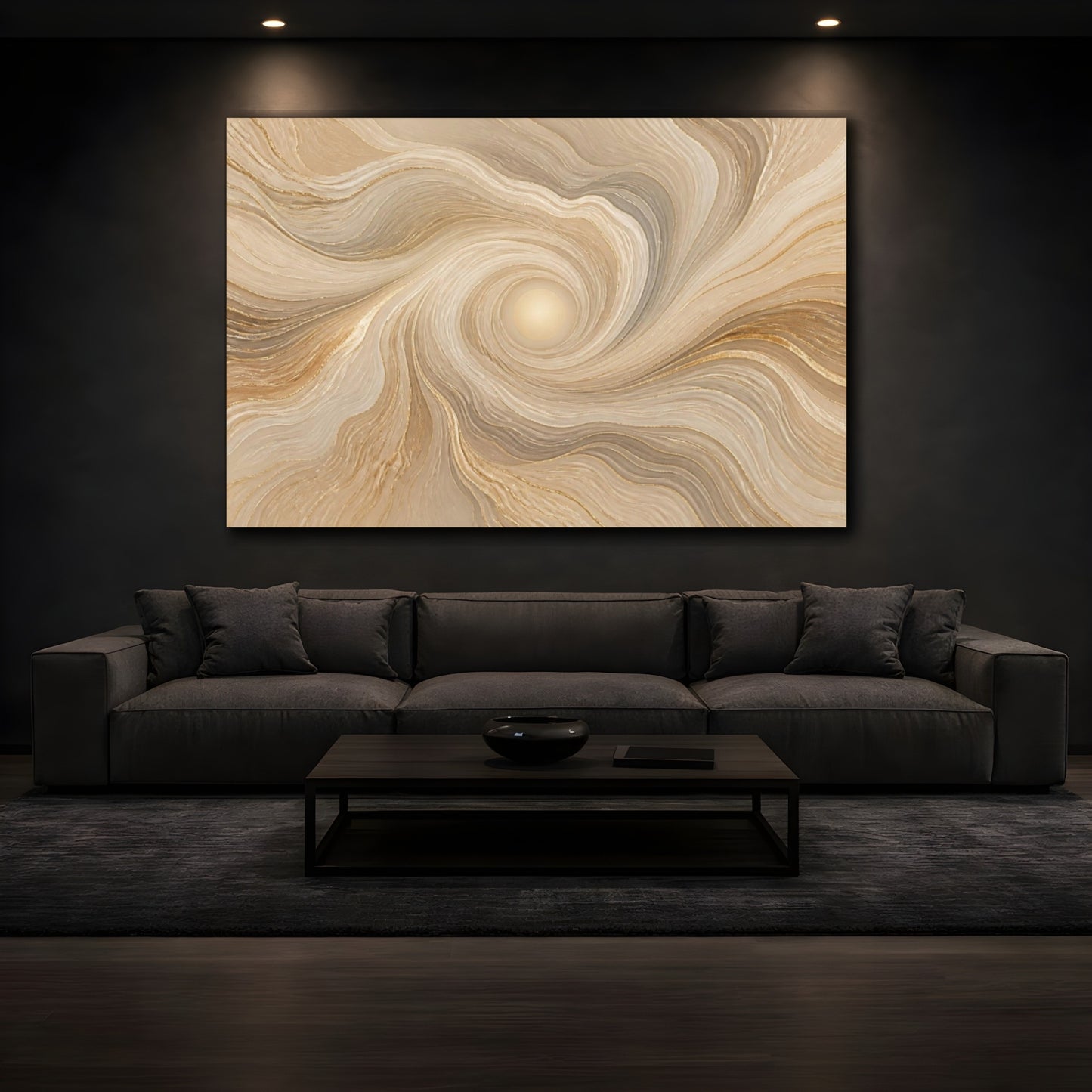 Mockup 3. Abstract Sun Swirl shown as canvas print