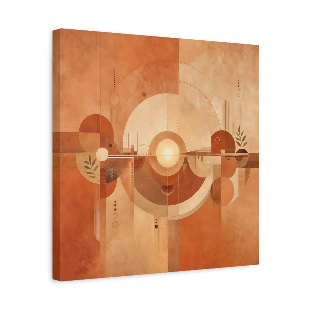 Side Mockup 6. Abstract Abstract Sun Terracotta Abstract shown as stretched canvas wall art