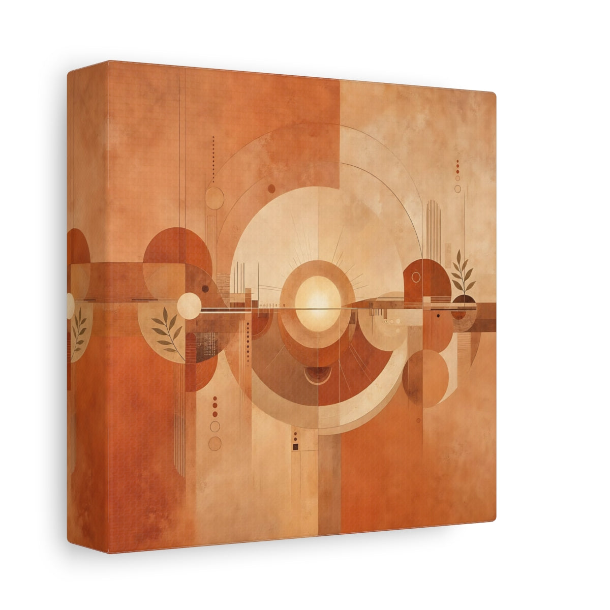 Side Mockup 2. Abstract Abstract Sun Terracotta Abstract shown as stretched canvas wall art