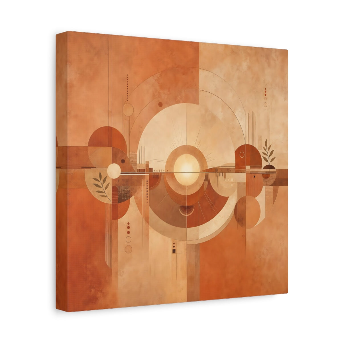 Side Mockup 8. Abstract Abstract Sun Terracotta Abstract shown as stretched canvas wall art