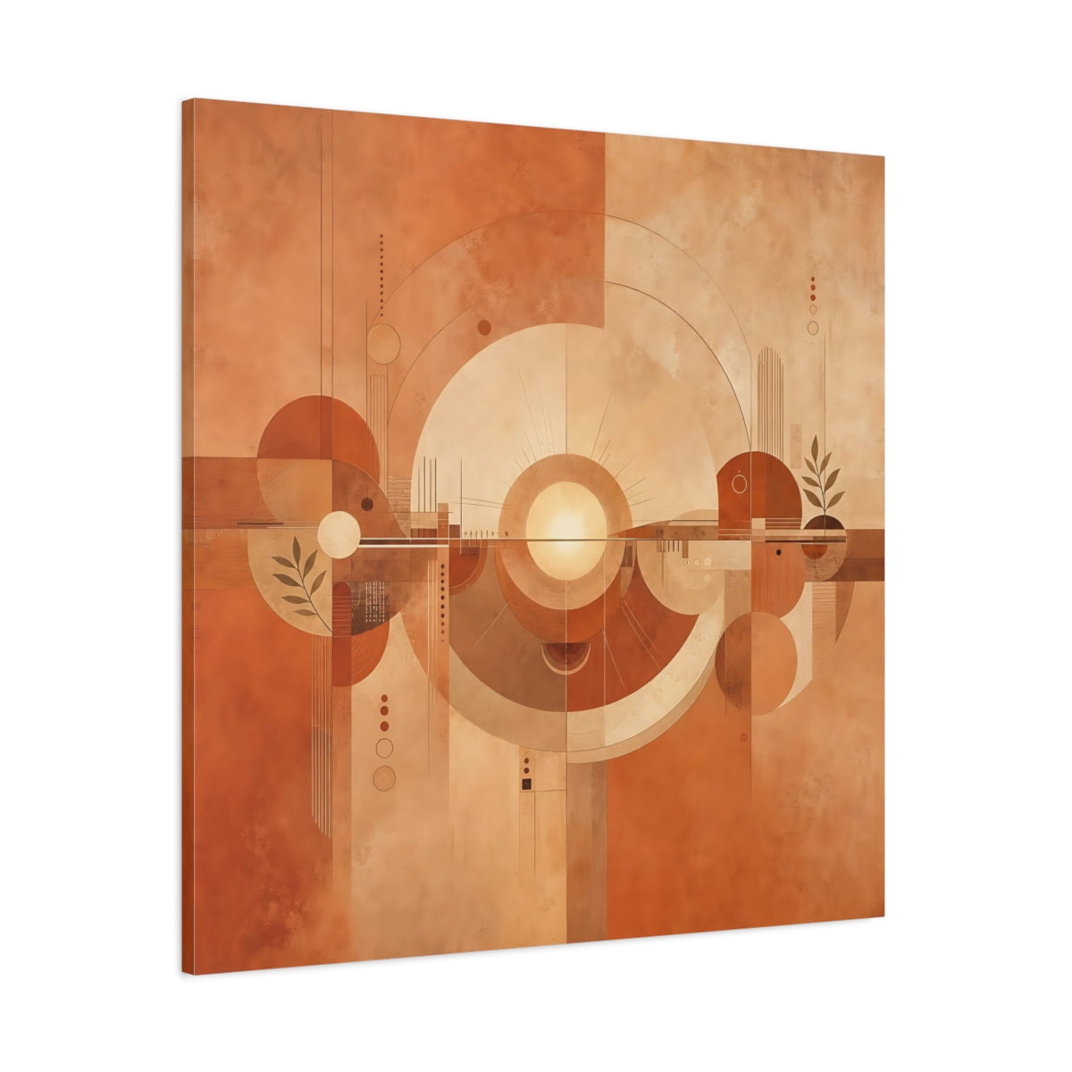 Side Mockup 1. Abstract Abstract Sun Terracotta Abstract shown as stretched canvas wall art