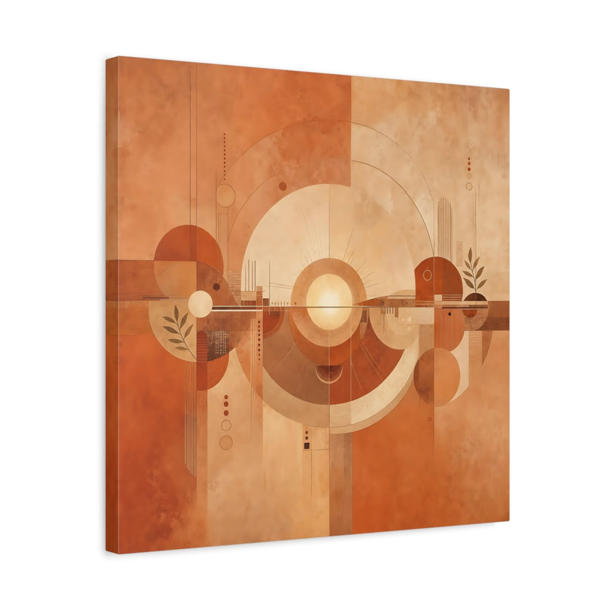 Side Mockup 5. Abstract Abstract Sun Terracotta Abstract shown as stretched canvas wall art