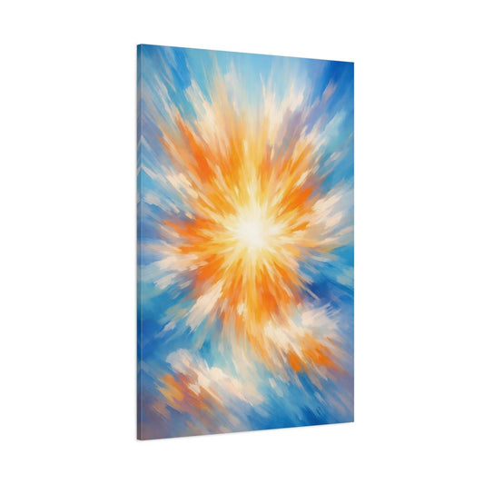 Abstract Sunburst Blue Orange - Canvas Wall Art Print - YesArtYes