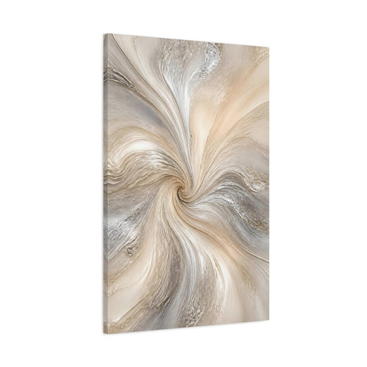 Abstract Swirl Beige Silver Canvas Print – Living Room, Large Wall - YesArtYes