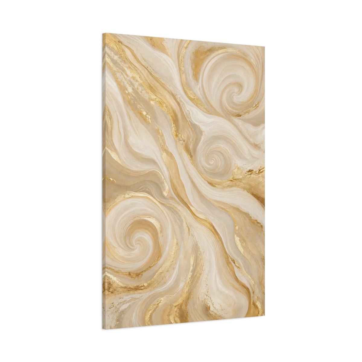 Abstract Swirl Gold Cream Canvas Wall Art Print – Living Room Decor, Above Console Table - YesArtYes
