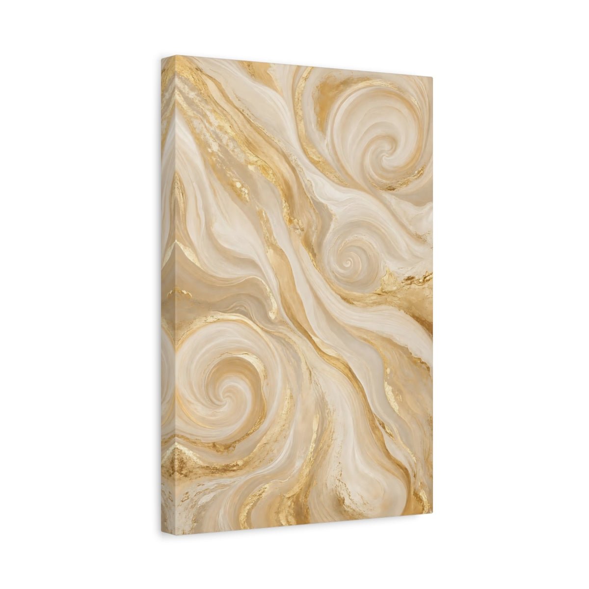 Abstract Swirl Gold Cream Canvas Wall Art Print – Living Room Decor, Above Console Table - YesArtYes